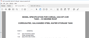 CORGAL TANK SPECIFICATIONS