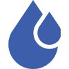 Icon of water droplets to represent ensuring water availability. As the intellectual property of Water Storage Tanks, Inc., this image is subject to copyright.