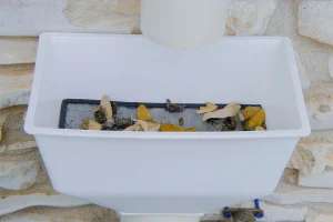 Photo of a debris filter for rainwater collection. As the intellectual property of Water Storage Tanks, Inc., this image is subject to copyright.