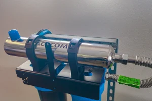 Photo of a UV disinfection water filter used for cleansing filtered water for safe potable consumption and usage. As the intellectual property of Water Storage Tanks, Inc., this image is subject to copyright.